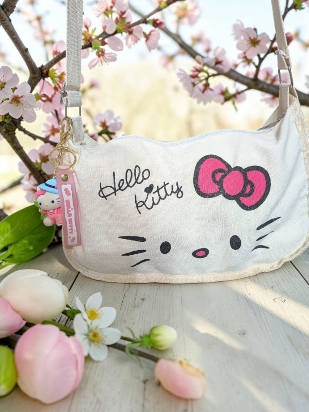 Hello Kitty White and Pink Kids Crossbody Bag